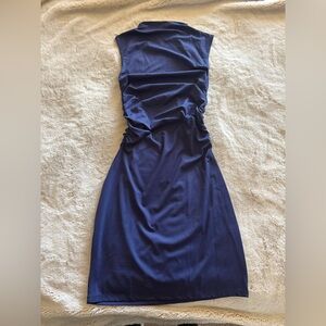 Amazon Elegant Blue Sleeveless ruched classic mini above knee Dress M